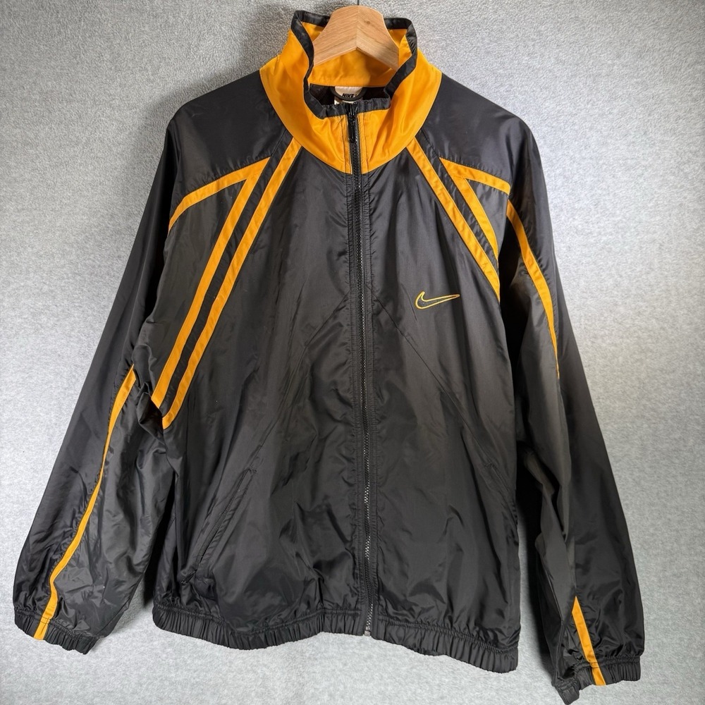 Nike Vintage Big Swoosh Full Zip Up Nylon Track Windbreaker Jacket Men's Large - Picture 1 of 12